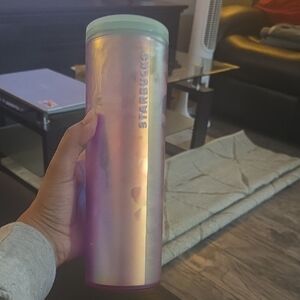 Starbucks Iridescent Mermaid Pink and Green Tumbler 16 Oz